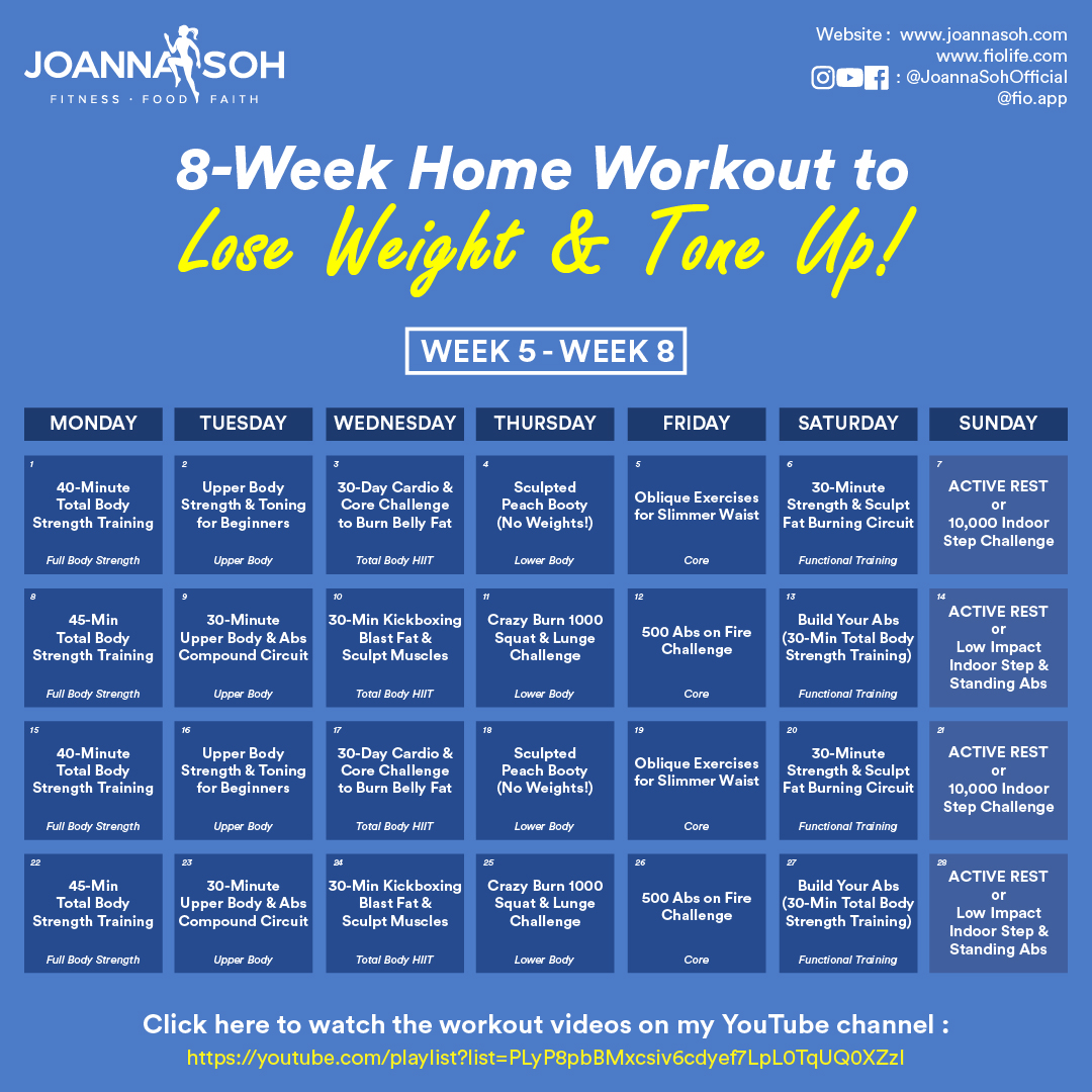 Week Home Workout Plan To Lose Weight Tone Up
